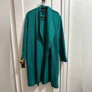 Tahari Wool Blend Teal Cardigan Coat